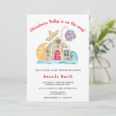 Gingerbread House Kerst Baby Shower Kaart (Staand voorkant)
