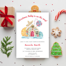 Gingerbread House Kerst Baby Shower Kaart
