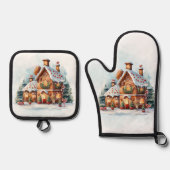 Gingerbread House Kerst Ovenwant & Pannenlap Set (Voorkant)