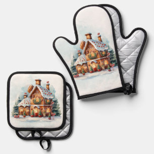 Gingerbread House Kerst Ovenwant & Pannenlap Set