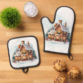 Gingerbread House Kerst Ovenwant & Pannenlap Set (Top down)