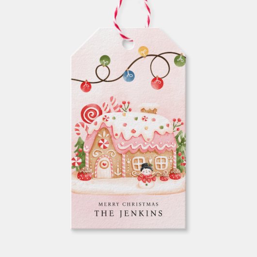 Gingerbread House Kerstfeest Cadeaulabel (Voorkant)