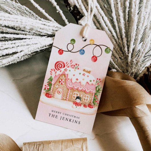 Gingerbread House Kerstfeest Cadeaulabel