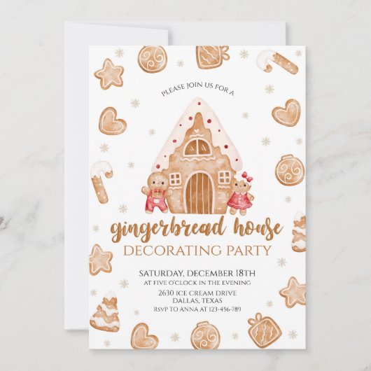 Gingerbread House Kerstfeest uitnodiging (Voorkant)