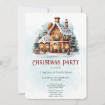 Gingerbread House Kerstfeest uitnodiging