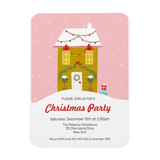 Gingerbread House Kerstfeest uitnodiging Magneet (Verticaal)