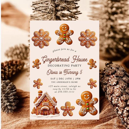 Gingerbread House Kerstmis 5e verjaardagsfeest Kaart