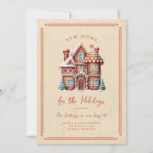 Gingerbread House Kerstmis Bewegende aankondiging (Voorkant)