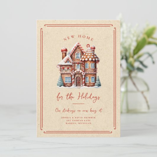 Gingerbread House Kerstmis Bewegende aankondiging (Staand voorkant)