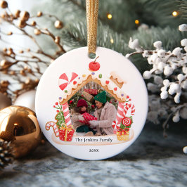 Gingerbread House Kerstmis Foto Keramisch Ornament