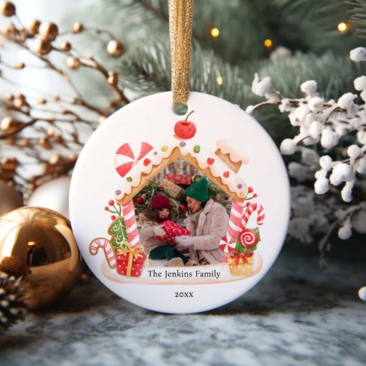 Gingerbread House Kerstmis Foto Keramisch Ornament