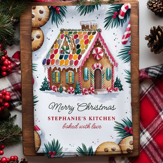 Gingerbread House Kerstmis Gepersonaliseerd Theedoek
