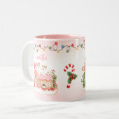 Gingerbread House Kerstmis Gepersonaliseerd Tweekleurige Koffiemok (Voorkant links)