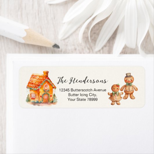 Gingerbread House Kerstmis retour adres labels (Insitu)