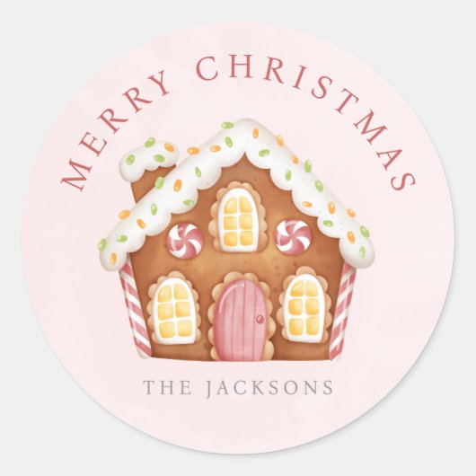 Gingerbread House Kerstmis Ronde Sticker (Voorkant)