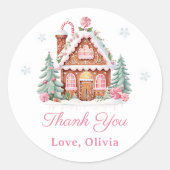 Gingerbread House Kerstmis Verjaardag Dank u Ronde Sticker (Voorkant)