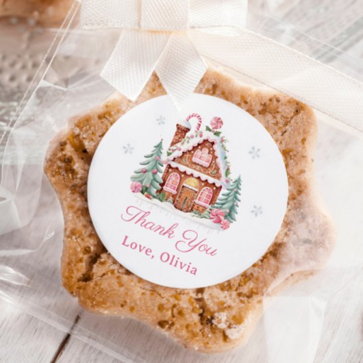 Gingerbread House Kerstmis Verjaardag Dank u Ronde Sticker