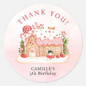 Gingerbread House Kerstmis Verjaardag Dank u Ronde Sticker (Voorkant)