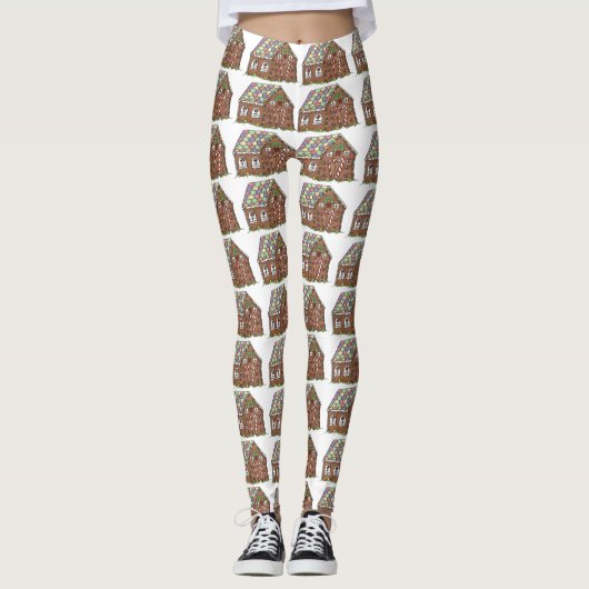 Gingerbread House Kerstvakantie bakken Leggings (Voorkant)