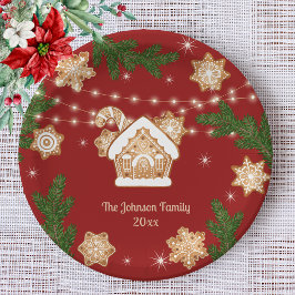 Gingerbread House Kerstvakantie rood groen Papieren Bordje