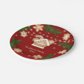 Gingerbread House Kerstvakantie rood groen Papieren Bordje (Gekanteld)