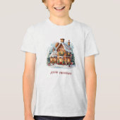 Gingerbread House Kerstvakantie Tri-Blend Shirt (Voorkant)