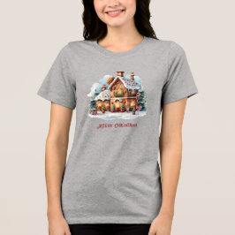 Gingerbread House Kerstvakantie Vrouwen Tri-Blend Shirt