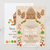 Gingerbread House Kleurrijk Kerst Snoep Kaart (Voorkant / Achterkant)