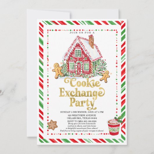 Gingerbread House Koek Uitwisseling Feest Kaart (Voorkant)