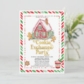 Gingerbread House Koek Uitwisseling Feest Kaart (Staand voorkant)