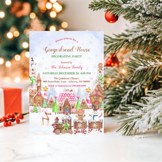 Gingerbread House Koekje Versieren Feestje Kaart
