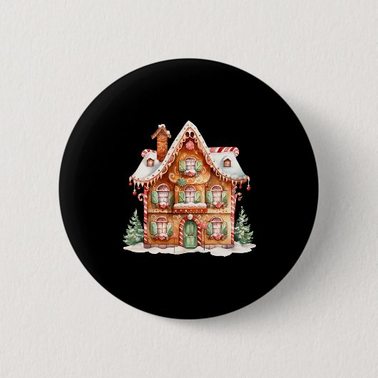 Gingerbread House Long Sleeve Ronde Button 5,7 Cm (Voorkant)