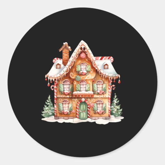 Gingerbread House Long Sleeve  Ronde Sticker (Voorkant)