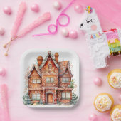 Gingerbread House Mansion Papieren Bordje (Feest)