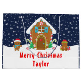 Gingerbread House Marine en Red Merry Christmas Groot Cadeauzakje (Achterkant)