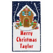 Gingerbread House Marine en Red Merry Christmas Klein Cadeauzakje (Achterkant)