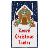 Gingerbread House Marine en Red Merry Christmas Klein Cadeauzakje (Voorkant)