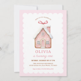 Gingerbread House Meisje 1e Verjaardagsfeestje Kaart