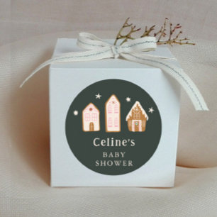 Gingerbread House Meisje Baby Shower Favor Ronde Sticker