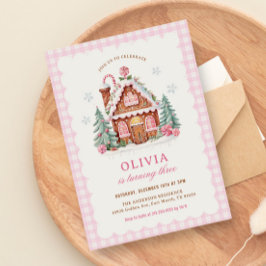 Gingerbread House Meisje Verjaardagsfeest Uitnodig Kaart
