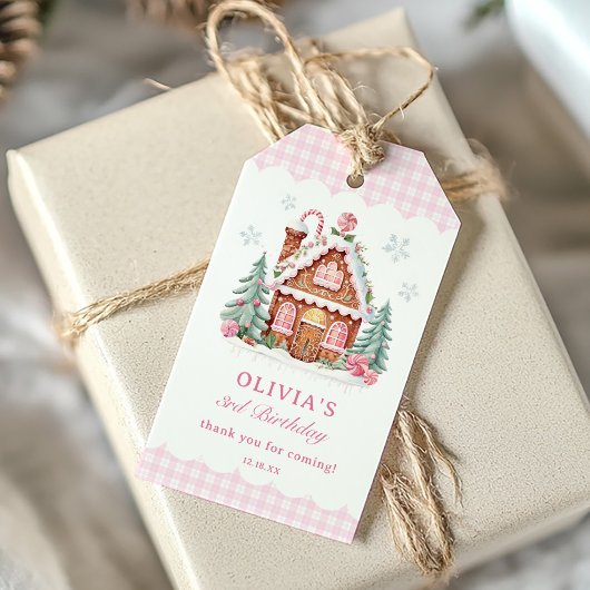 Gingerbread House Meisje Verjaardagsfeestje  Cadeaulabel