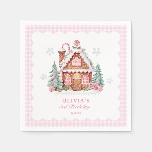 Gingerbread House Meisje Verjaardagsfeestje  Servet (Voorkant)