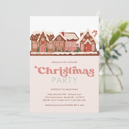 Gingerbread House Modern kerstfeest Kaart (Staand voorkant)