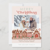 Gingerbread House Modern Merry Christmas Foto Feestdagenkaart (Voorkant)
