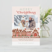 Gingerbread House Modern Merry Christmas Foto Feestdagenkaart (Staand voorkant)