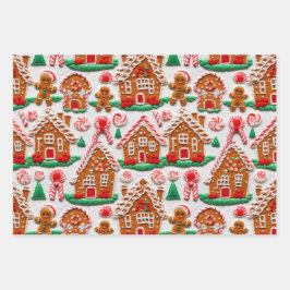 Gingerbread House Needlework Kerst Feestdagen Inpakpapier Vel