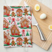 Gingerbread House Needlework Kerst Feestdagen Theedoek (Quarter Fold)