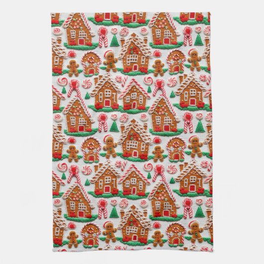 Gingerbread House Needlework Kerst Feestdagen Theedoek (Verticaal)