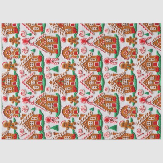 Gingerbread House Needlework Kerst Feestdagen Tissuepapier (Voorkant)