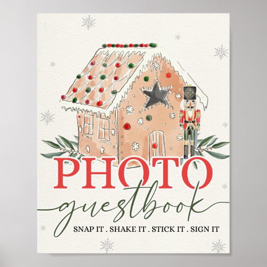 Gingerbread House Notenkraker Guest Book Tafelbord Poster (Voorkant)